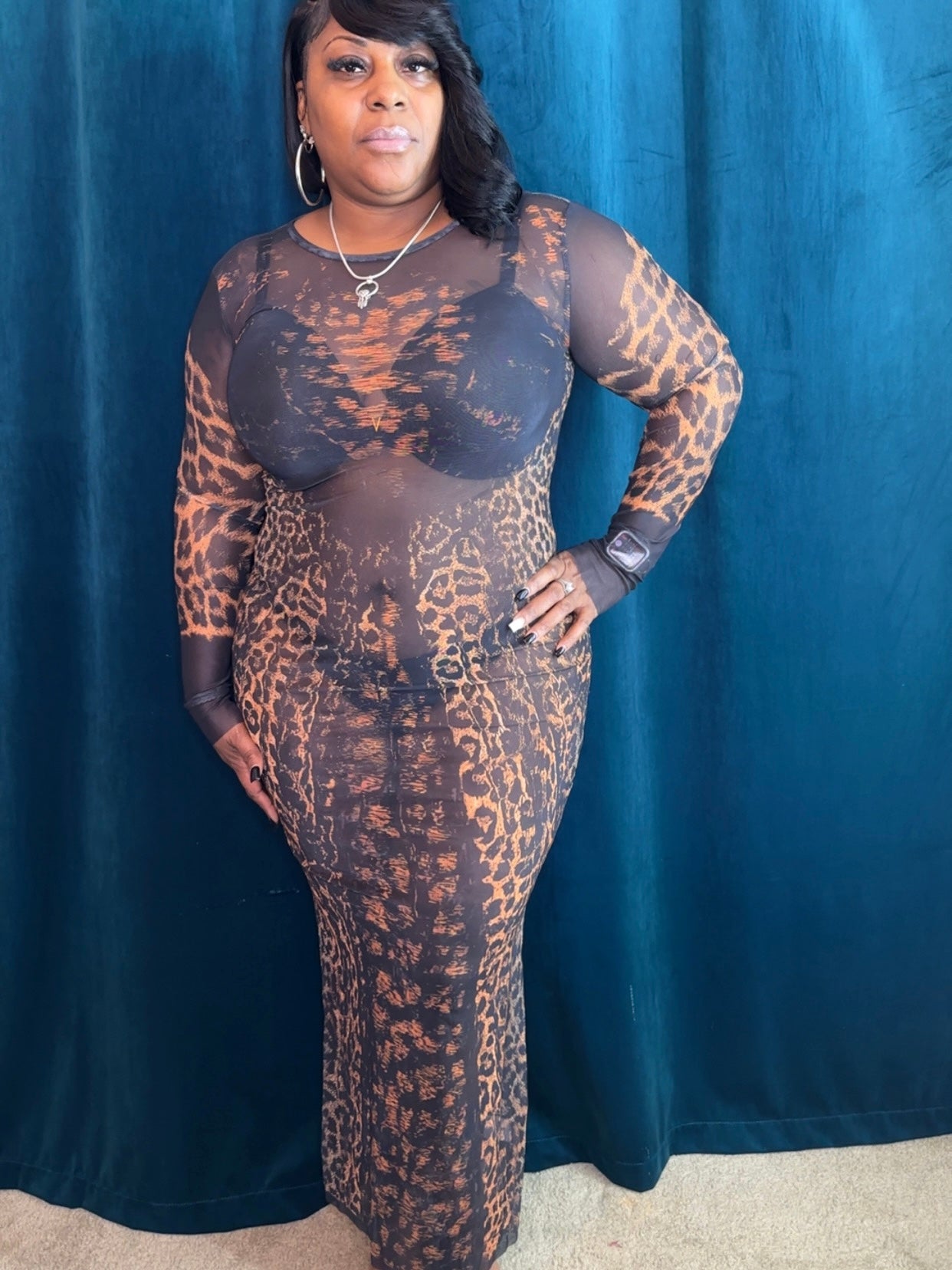 Cheetah Mesh Maxi Dress