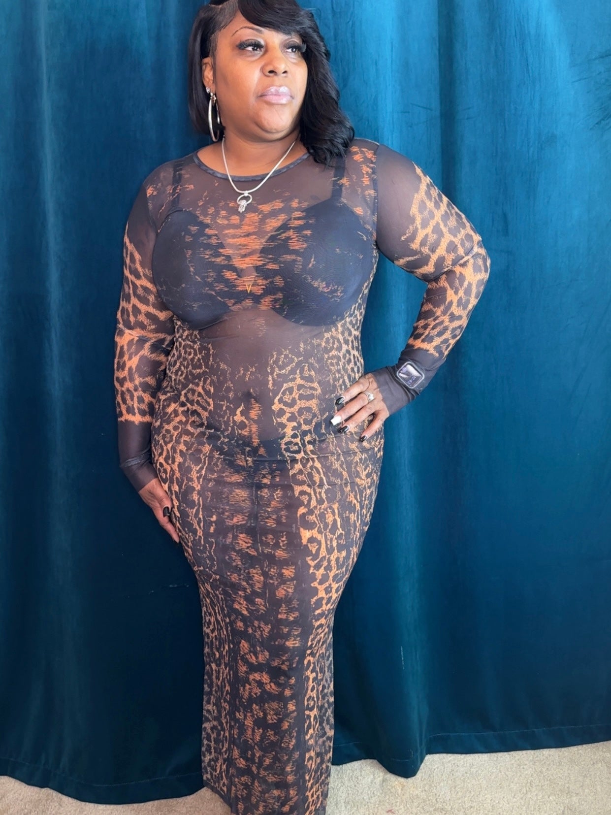 Cheetah Mesh Maxi Dress