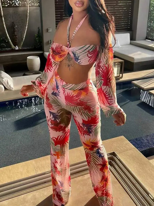 Two Piece Floral Pants Set