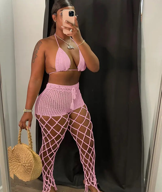 Fishnet Pants Two Piece Set