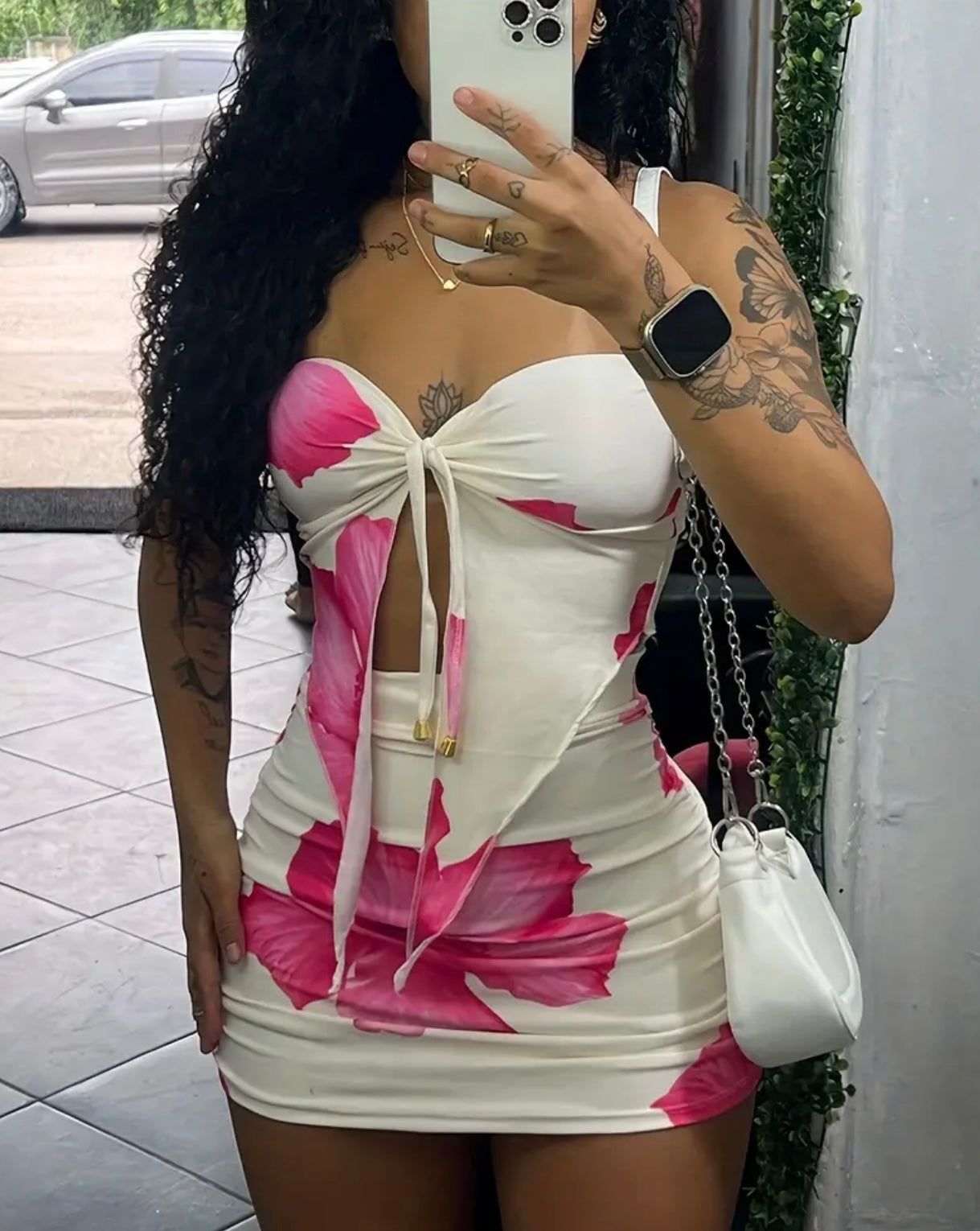 Mini Skirt Strapless Two Piece Set